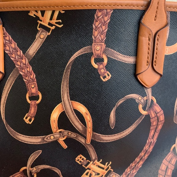 Lauren Ralph Lauren Black Print Handbag - Picture 2 of 8